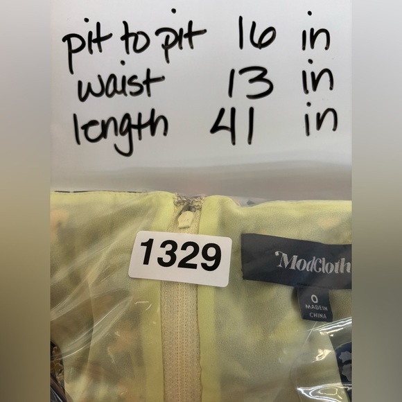 NEW ModCloth Unique Persona Midi Prairie Blue Yellow Mix Print 0 Dragonfly 1329 - Picture 7 of 7